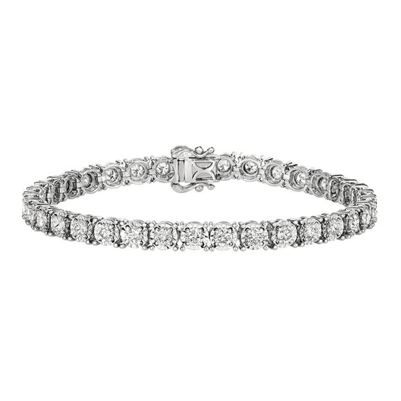 6.00 CT Natural Diamond Illusion Set Tennis Bracelet G SI 14K White Gold 7'' - Picture 1 of 1